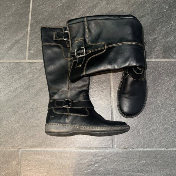 B.Ø.C Born Concepts Black Faux Leather Knee High Riding Boots Women's Size 8 - Picture 1 of 7